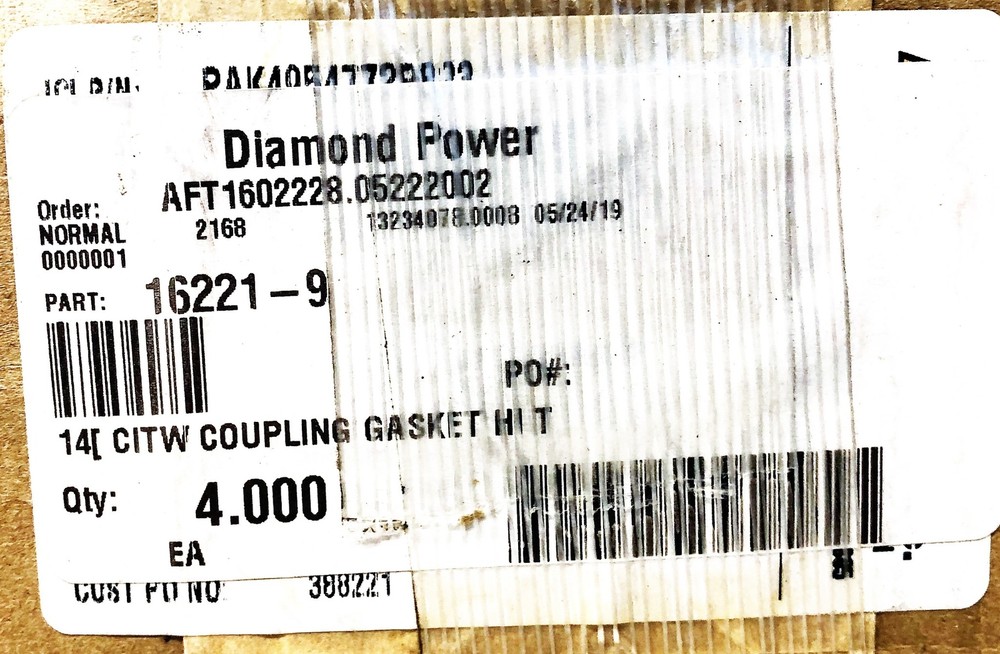 Diamond Power 15 Inch ID Graphite Packing Ring 16221-9 NOS