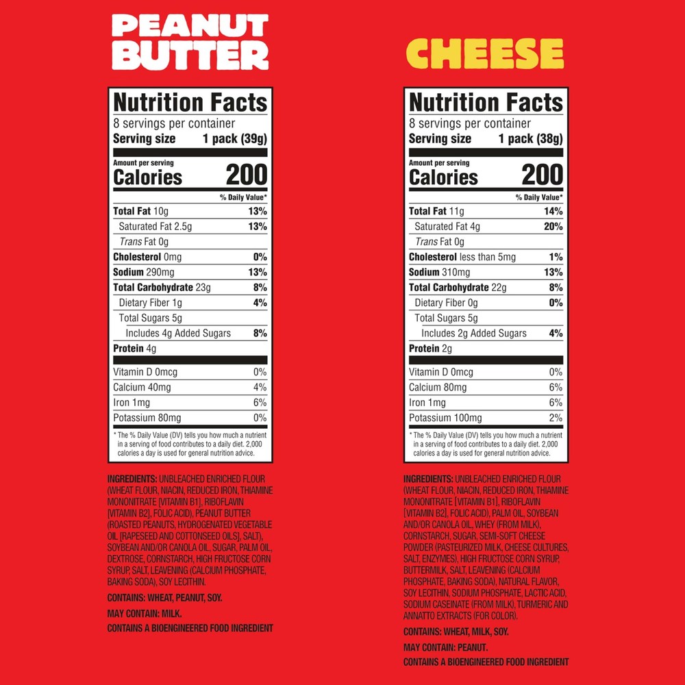 Peanut Butter Cheese Sandwich Crackers 32 Snack Packs 6 Per Pack
