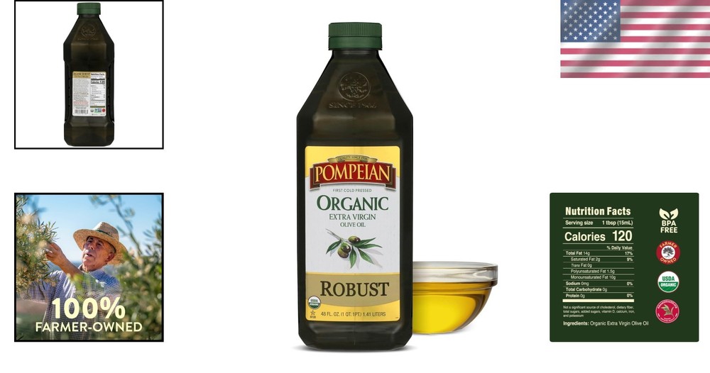 Robust Organic Extra Virgin Olive Oil - 48 fl oz - First Cold Pressed Quality