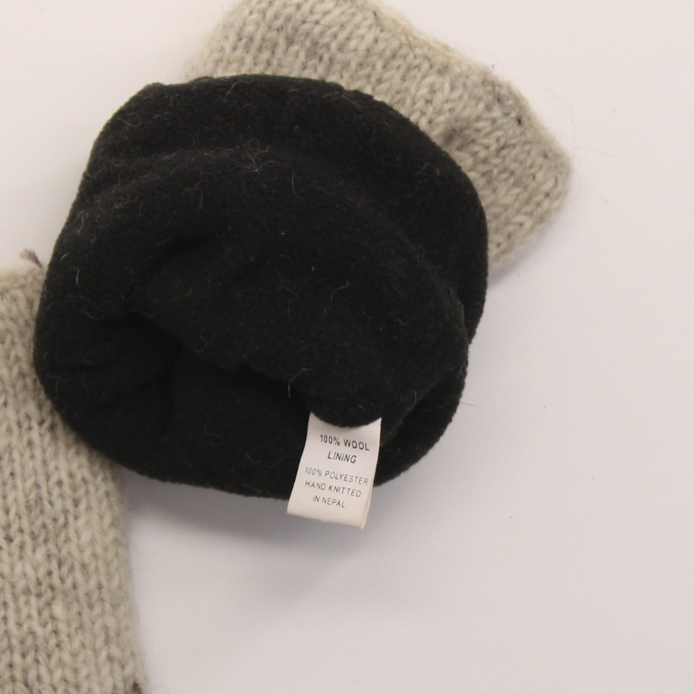 Mexicali Blues Fingerless Mitten Brown Flower Pattern Wool Knit Nepal