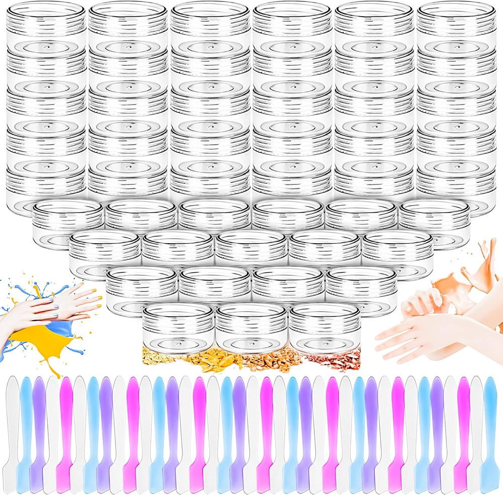 50PCS 10g Empty Sample Containers with Clear Lids,Refillable Makeup Sample Conta