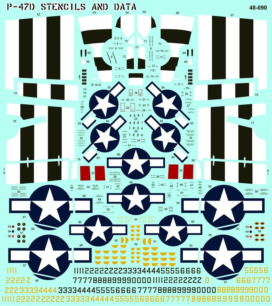 1/48 Furball P-47 Stencil and Data decals