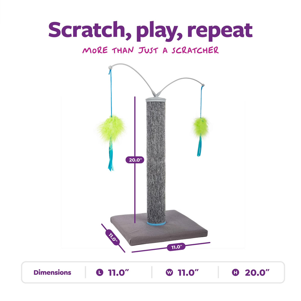 Scratch 'N Spin Cat Toy, Carpet Scratching Post, Interactive Spinning Wand, Mult