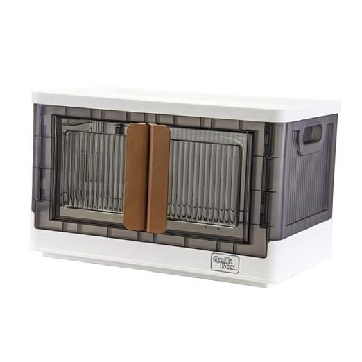 Quik Box 8.5 Gallon Stackable Storage Bins with Doors, Collapsible Organizer