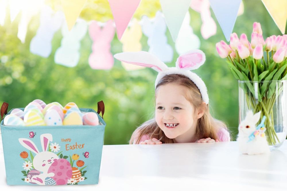 Rectangular Easter Baskets, Easket Basket for Kids.Bunny Easket Basket with Hand