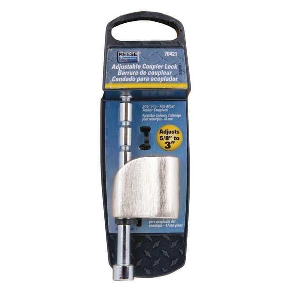 Reese 7042100 Adjustable Coupler Lock, Silver Brushed