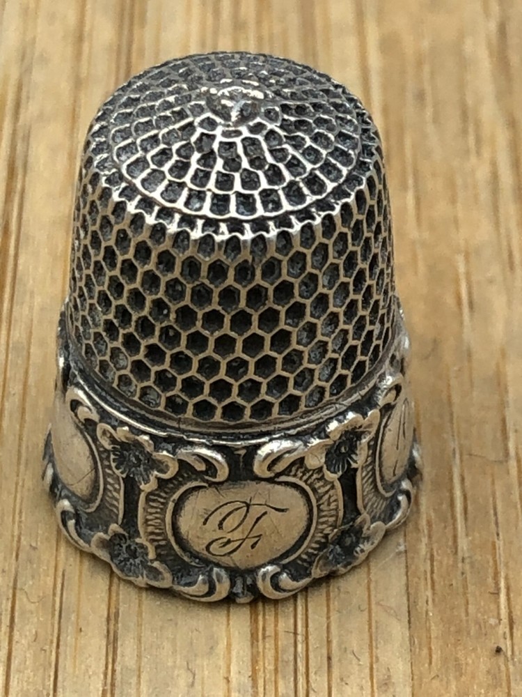Vintage Sterling Silver Thimble, size 7, with Initials engraved