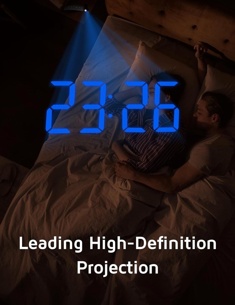 Projection Alarm Clock, Digital Clock with 180° Blue Digit+blue