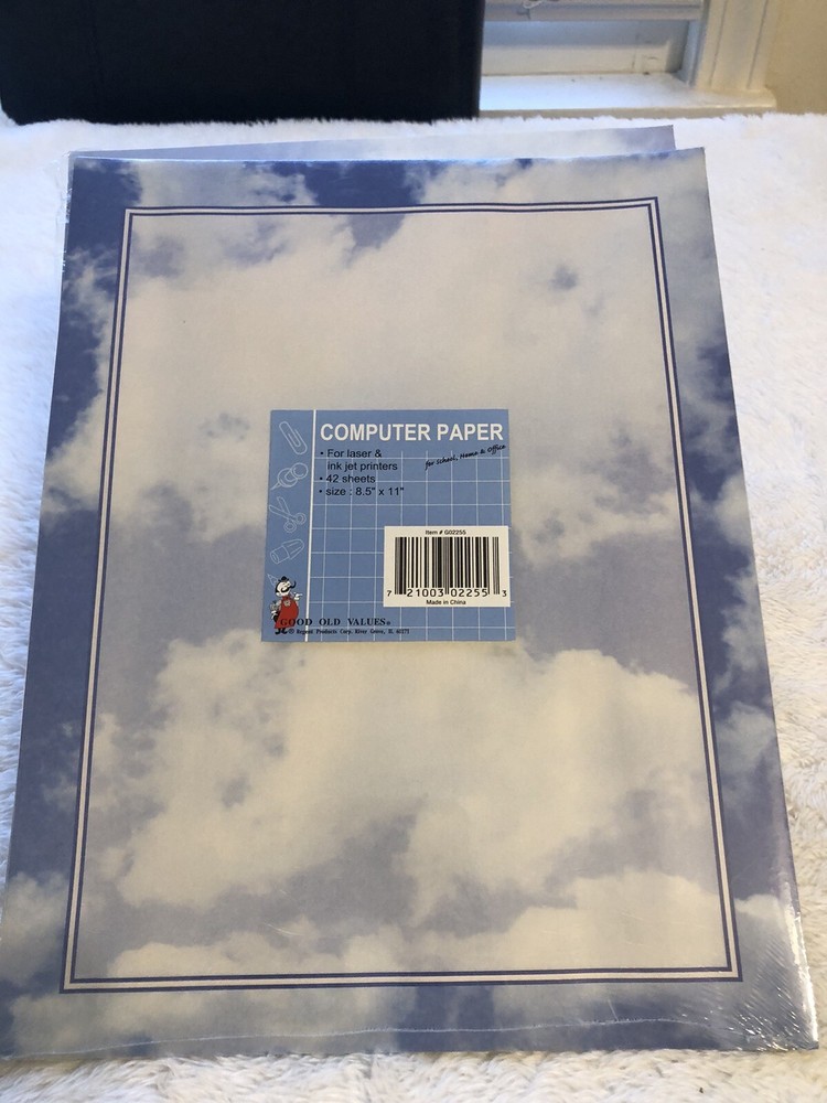 Printer Paper, 2 Packs, 42 Sheets Each. 8.5x11”, Clouds