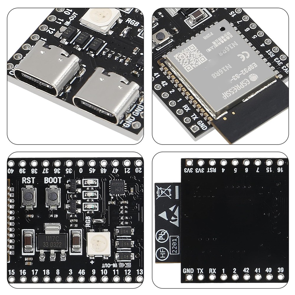2 PCS ESP32S3 TypeC WiFi Bluetooth Core Dev Board N16R8 Module