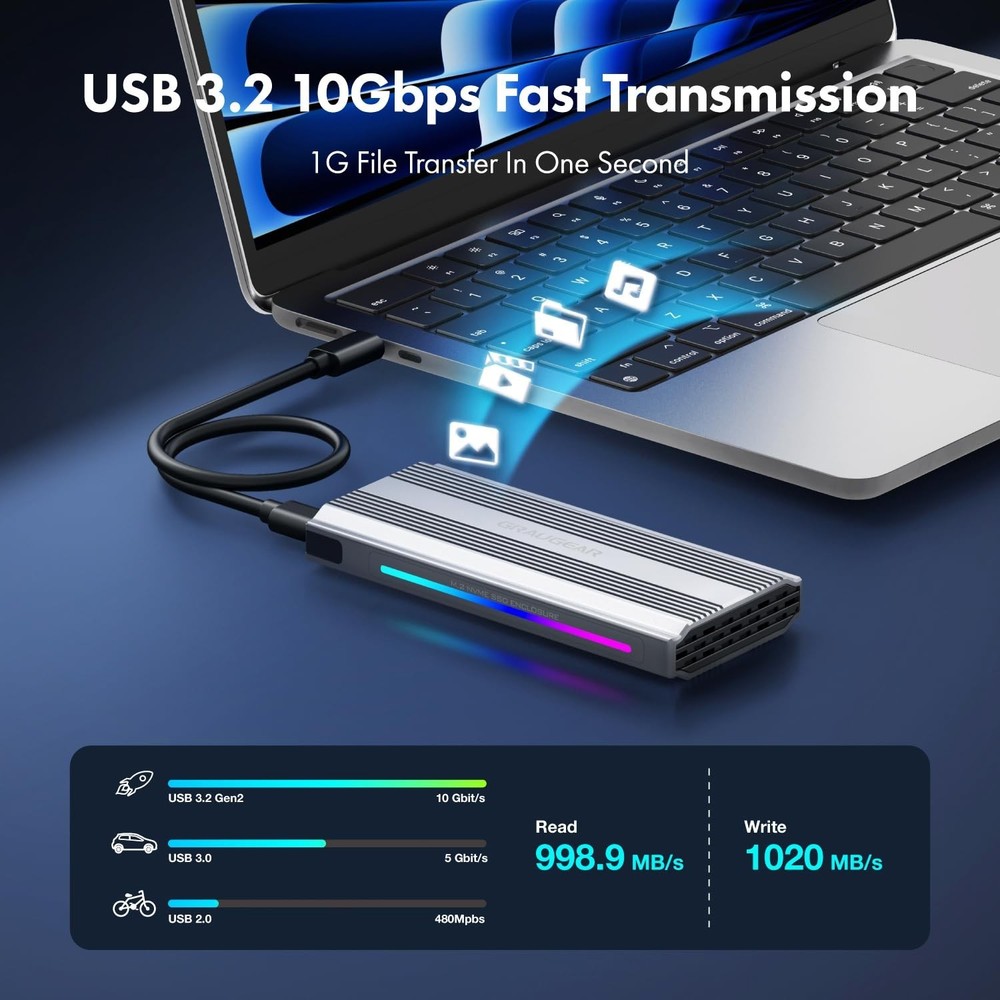 GRAUGEAR M.2 External Cases Bundle: NVMe/SATA SSD Docking Station With Built-...