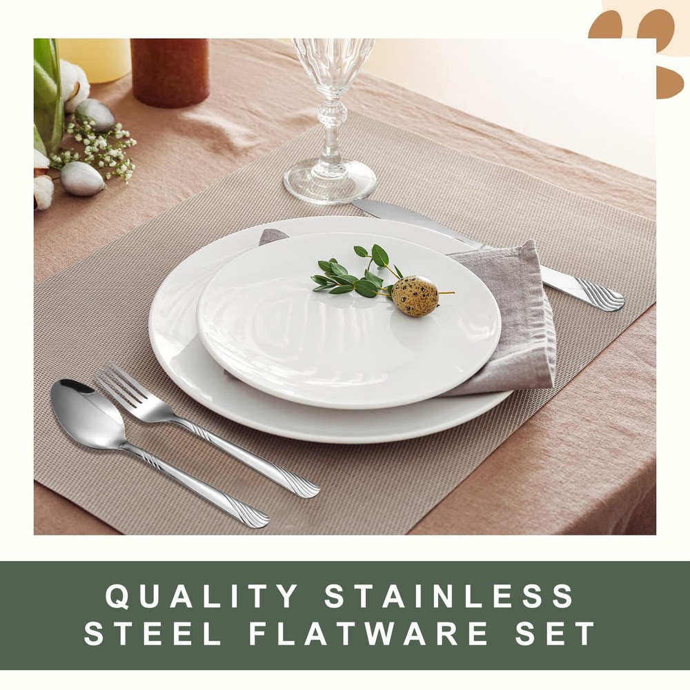 201 Pcs Thin Silverware Set Stainless Steel Flatware Sets Service for 67 Silv...