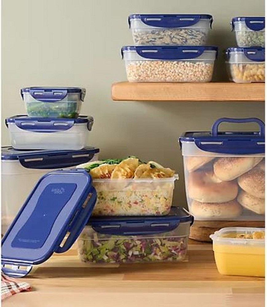 LocknLock 12-Pc Nestable Rectangle Storage Set,2 Handle Lids K313878 Cinnamon