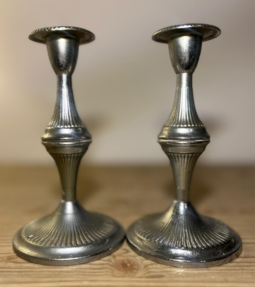 x2 Vintage Ian Heath Silver Plated Candlestick Holders