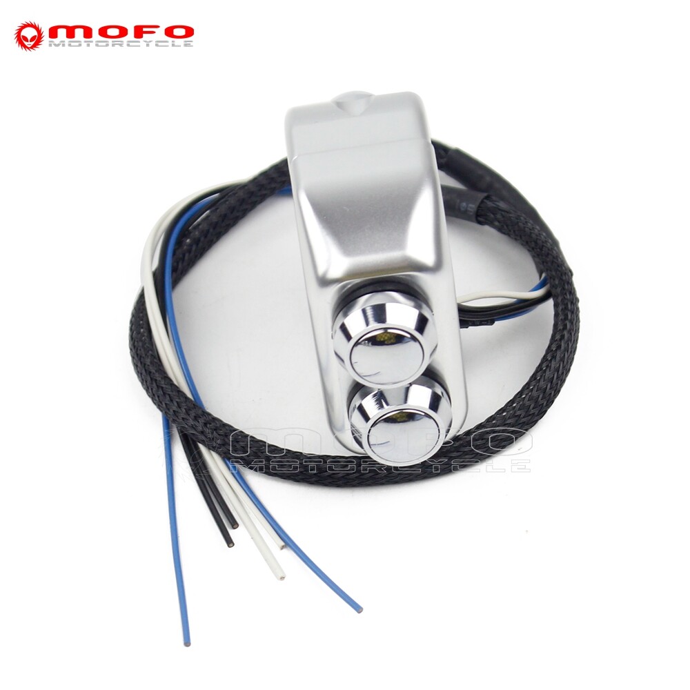 For Harley Honda 1'' Handlebar 3-Switch Self-Locking + Self-Resetting Horn/Light