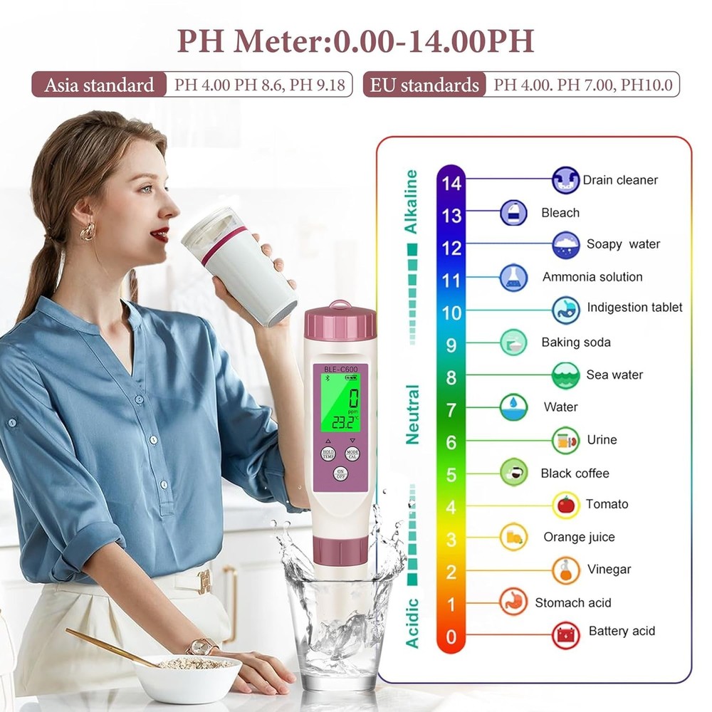 Multi-Function Water Tester with Bluetooth for pH, TDS, and Temperature Analysis