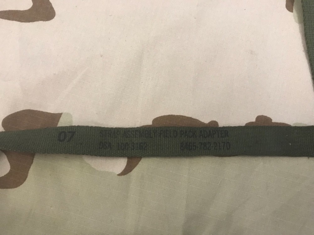M1956 CANVAS FIELD PACK STRAP ASSEMBLY BUTT PACK ADAPTER NSN 8465-782-2170