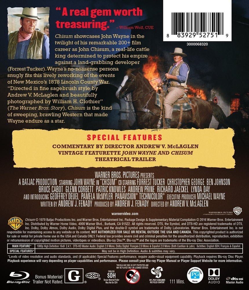 Chisum Blu-ray John Wayne NEW