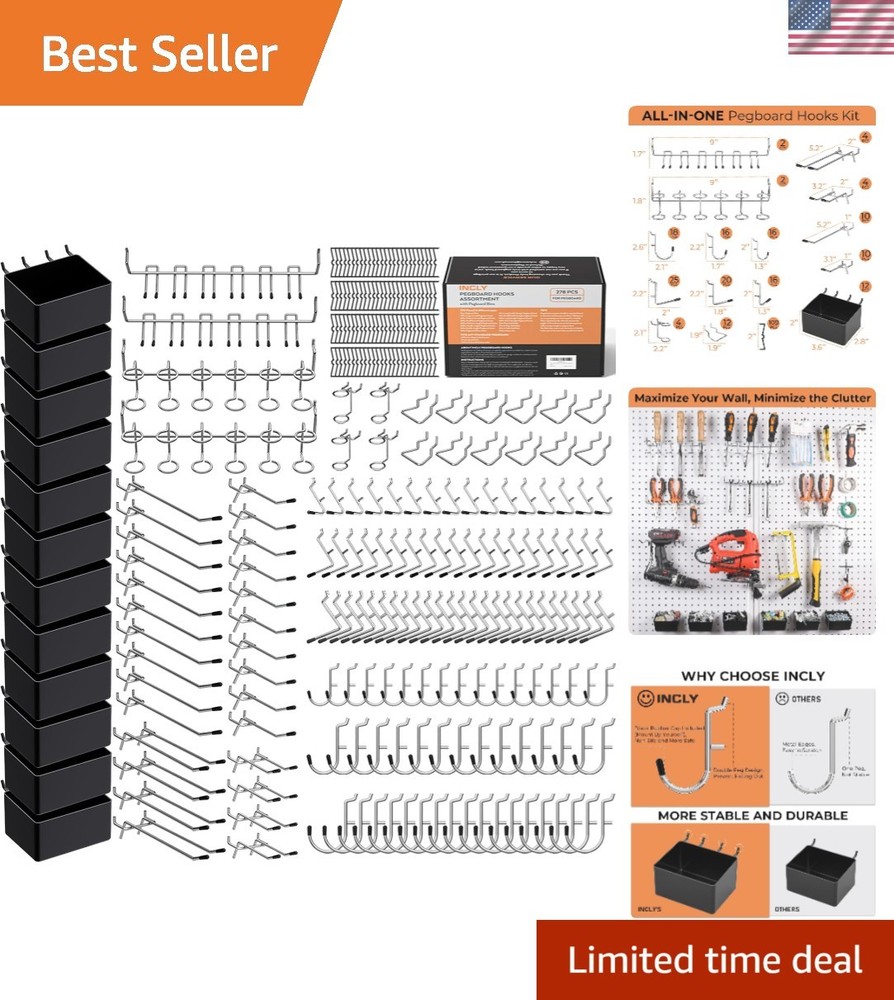 278PCS Pegboard Hook Assortment - Perfect for Tools & Workspace Order