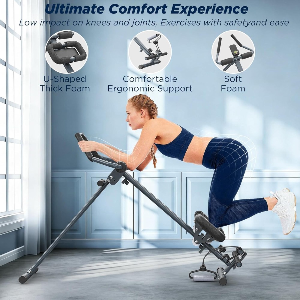 4-in-1 Rowing Machine, Ab Machine – Foldable Full Body Workout Equipment with...
