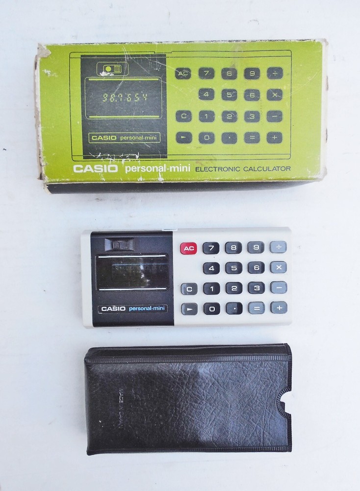 1970's  CASIO PERSONAL MINI ELECTRONIC CALCULATOR IN ORIGINAL BOX WORKS!