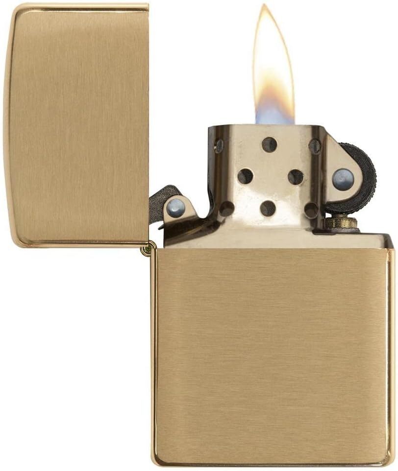 Zippo Lighter- Personalized Engrave on Brass Collection Brushed Brass 204B