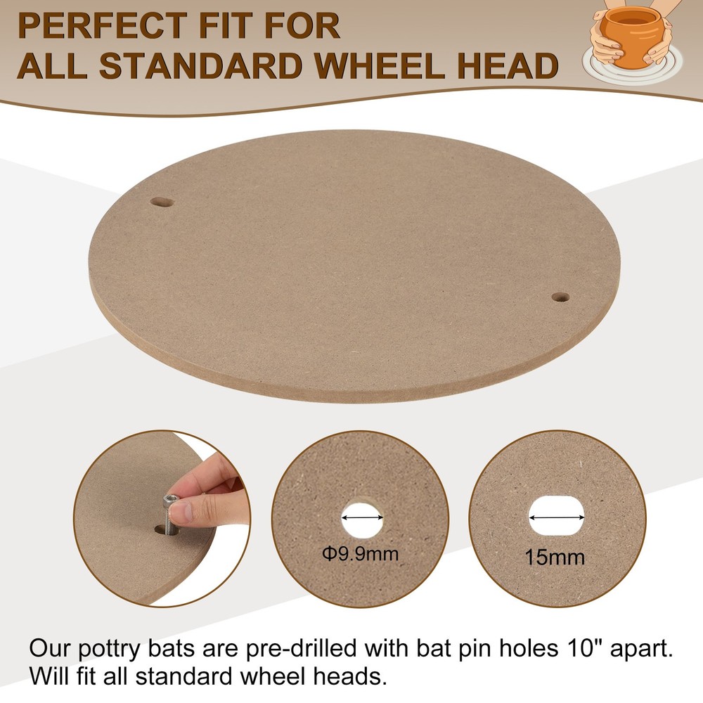 8 Pack 12" Pottery Wheel Bats 1/3" Thick Round Pottery System
