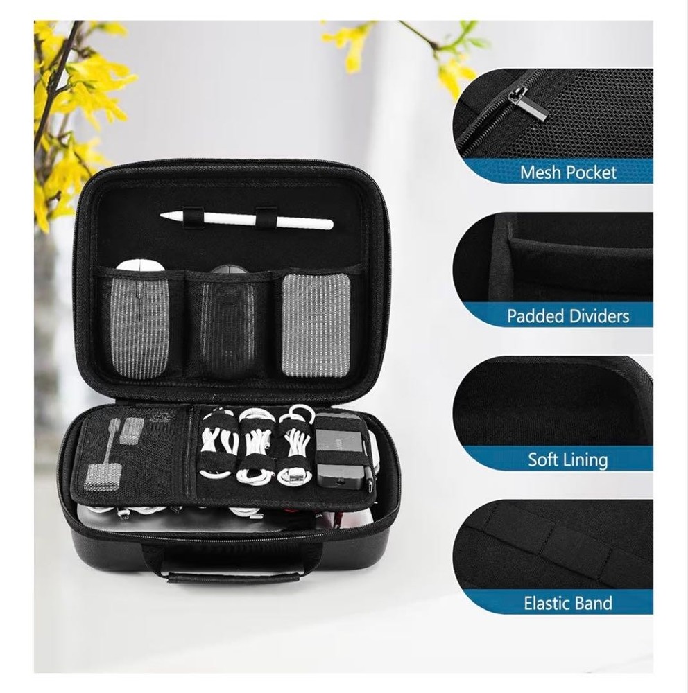 ProCase Gadget Pouch, Waterproof EVA Material, Large Capacity, 3-Layer