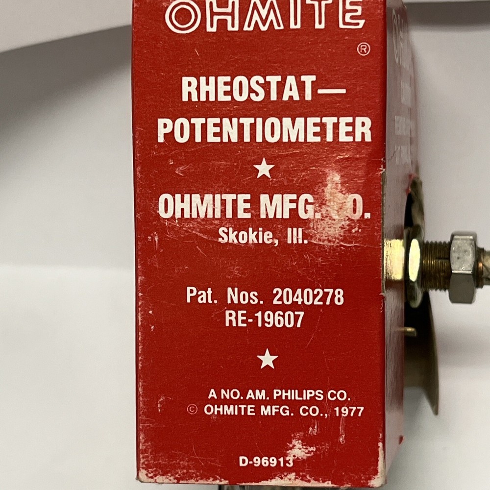 BASLER ELECTRIC CO. OHMITE 03469 NONPRECISION WIRE WOUND VARIABLE RESISTOR