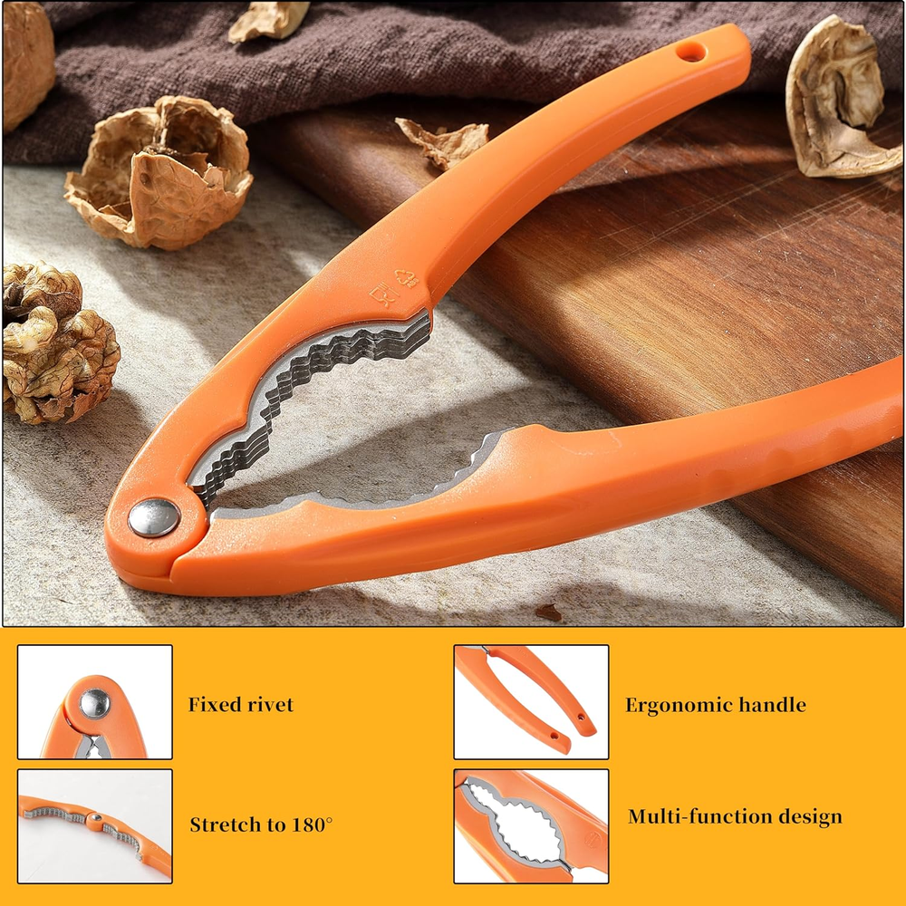 Stainless Steel Nutcracker for All Nuts, Heavy Duty Tool with Ergonomic Handle