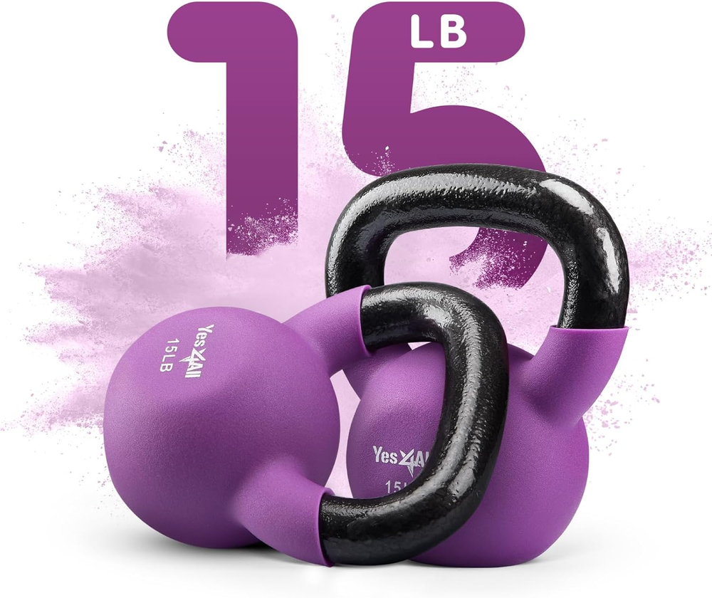 Adjustable Kettlebell Weight Sets 5-65lbs Neoprene Coated Cast Iron Multicolor
