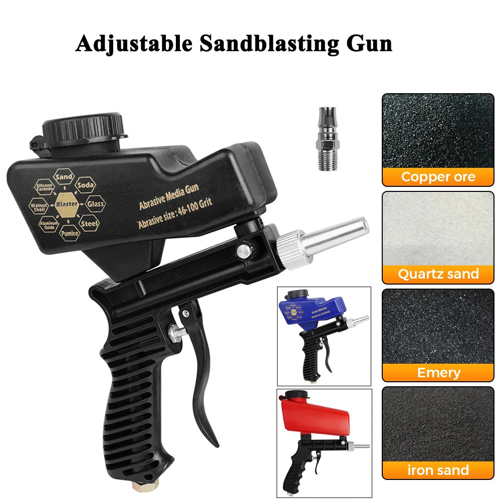 Adjustable Pneumatic Sandblasting Gun 90Psi Portable Home Sand Blasting Machine