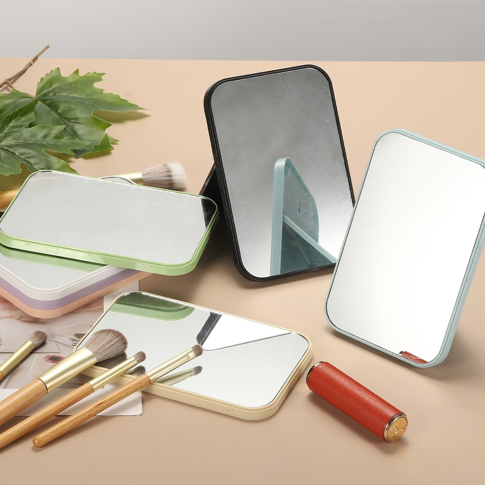 Desktop Makeup Mirror, 5.9 x 3.9" Portable Folding Vanity Mirror, Light Blue