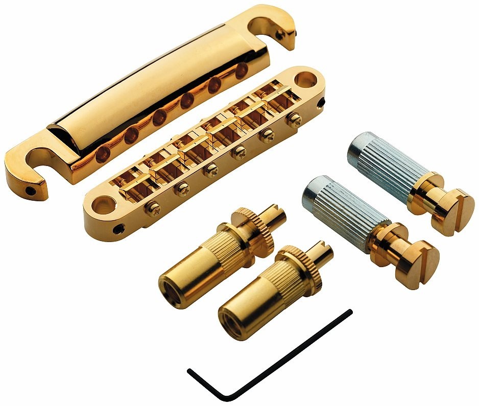 LPM02-G TonePros Metric Thread Locking Bridge/Tailpiece Set Gold Finish