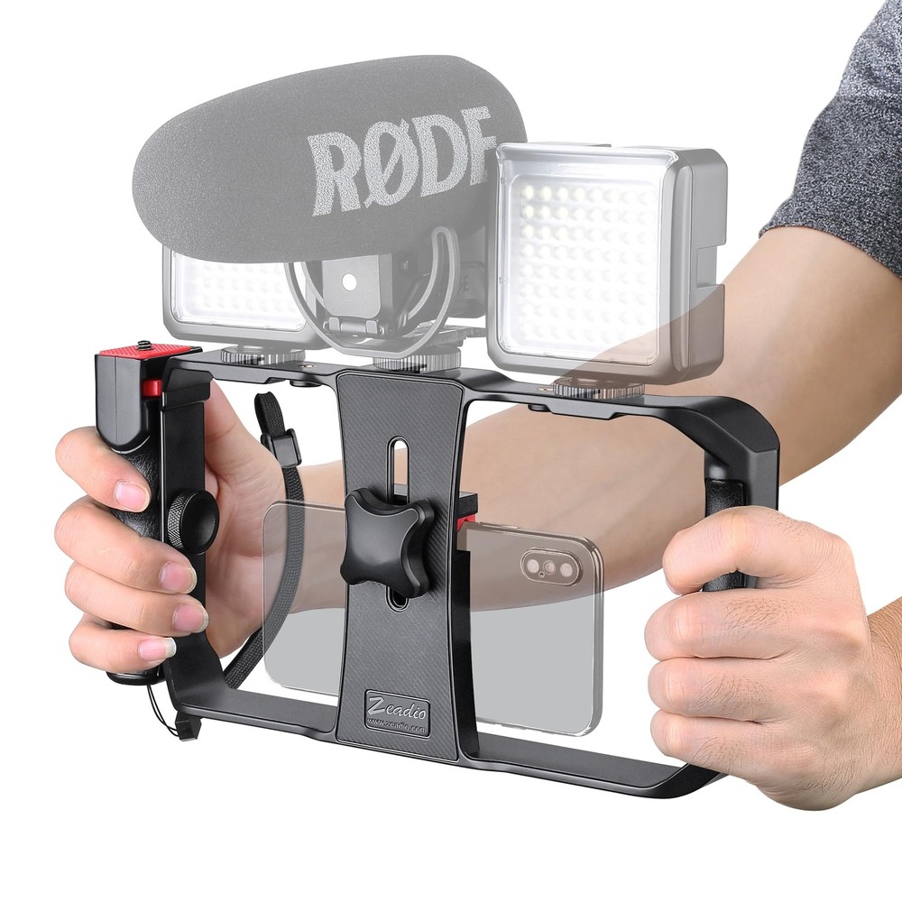 Smartphone Stabilizer Grip with Wireless Remote Shutter | Video Rig Tripod Mount