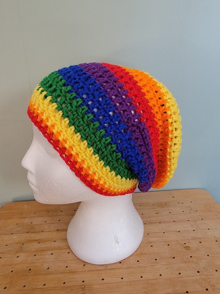 Rainbow Hat Pride Crochet Hand Made Warm Spring Winter Summer Fall Handmade Cap