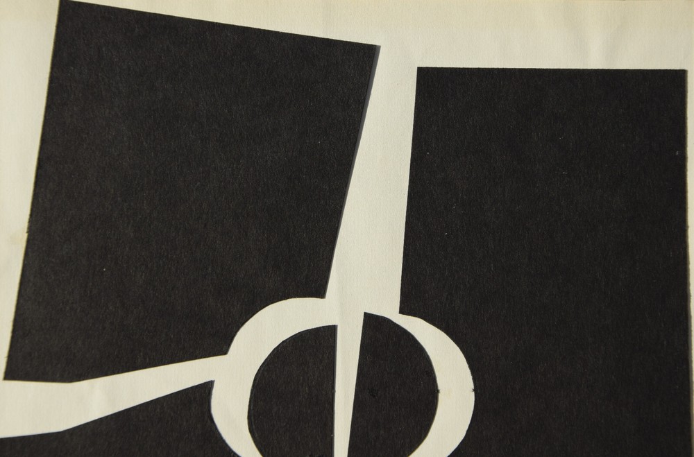 Sabine Ebel 1945-2015 Oldenburg / Collage Cardboard 1965 Constructive Circle Rectangle