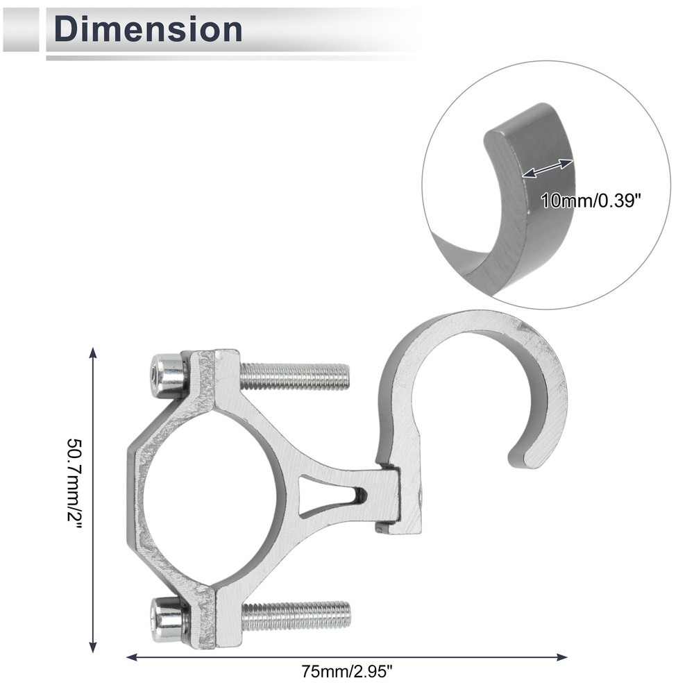Aluminum Motorcycle Hook with Nut Screws, Silver