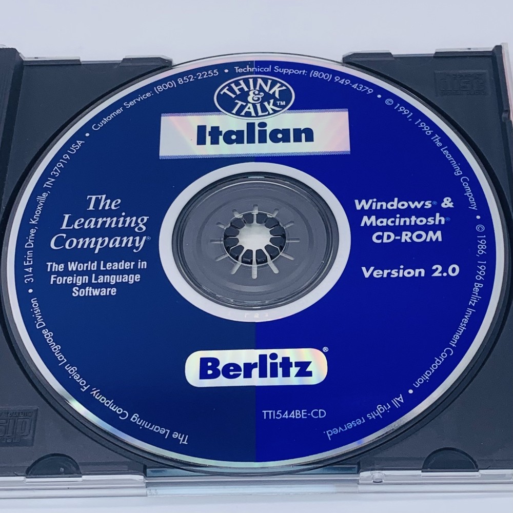 The Learning Company Berlitz Think & Talk Italian Version 2.0 Win Mac CD-ROM