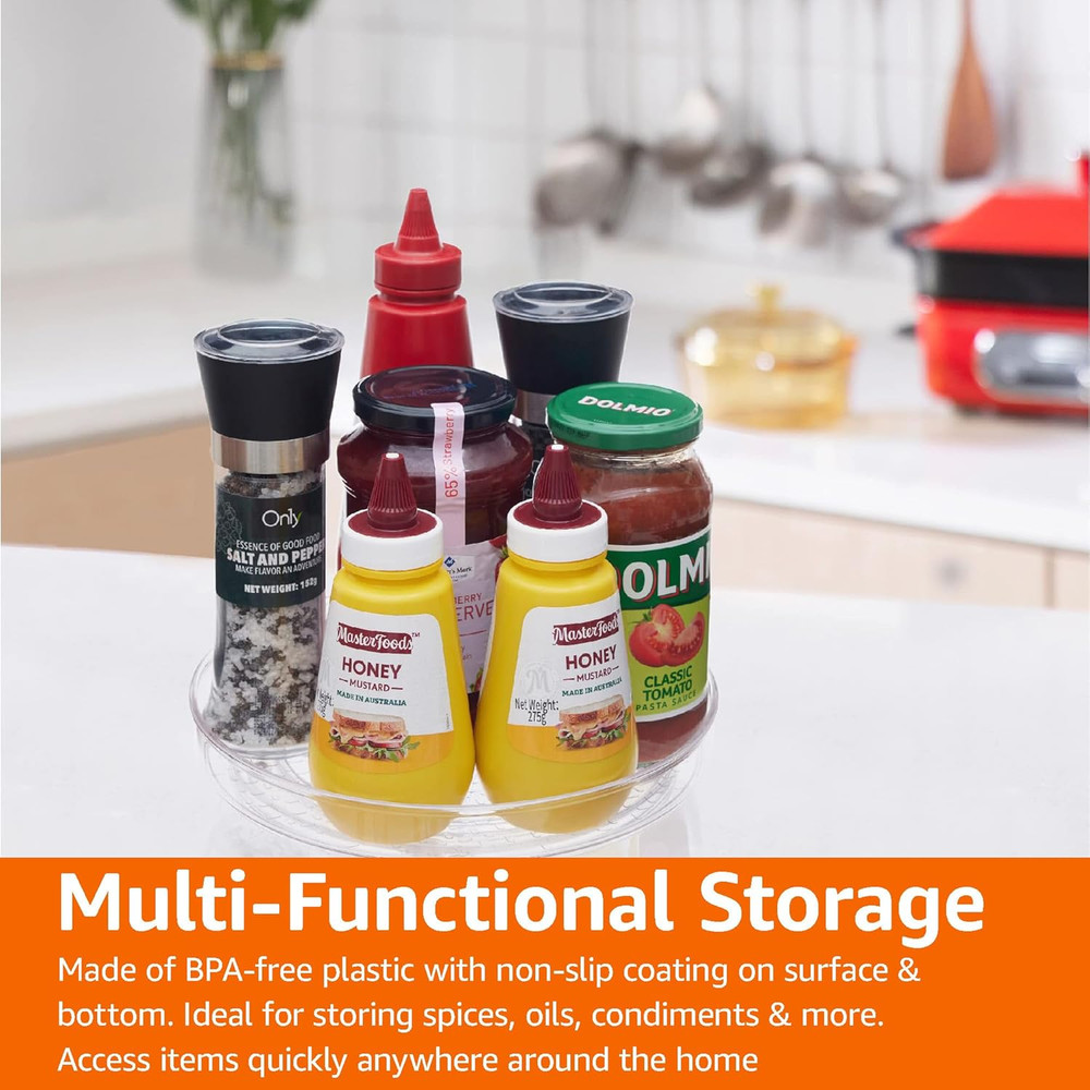 Clear Lazy Susan Turntable Organizer, 12-Inch, 2-Pack