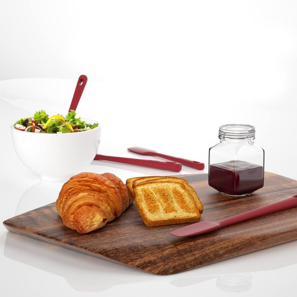 Rubber Spatula Set 4 Pcs, Nonstick Cookware Safe, Red