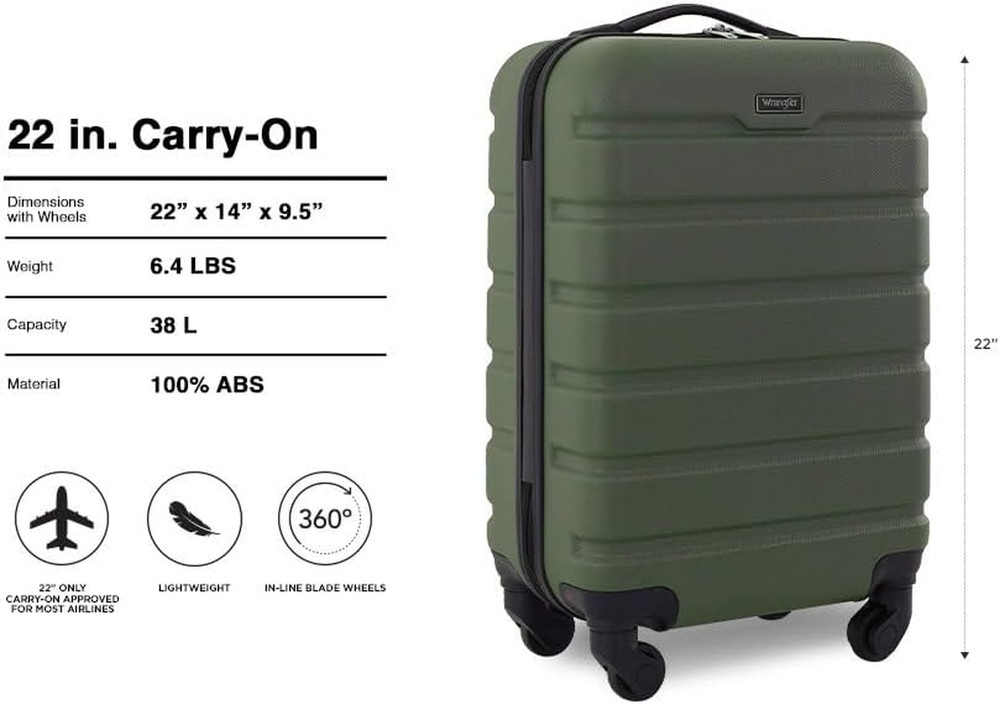 22" Hardside Spinner Carry-On Luggage, Olive