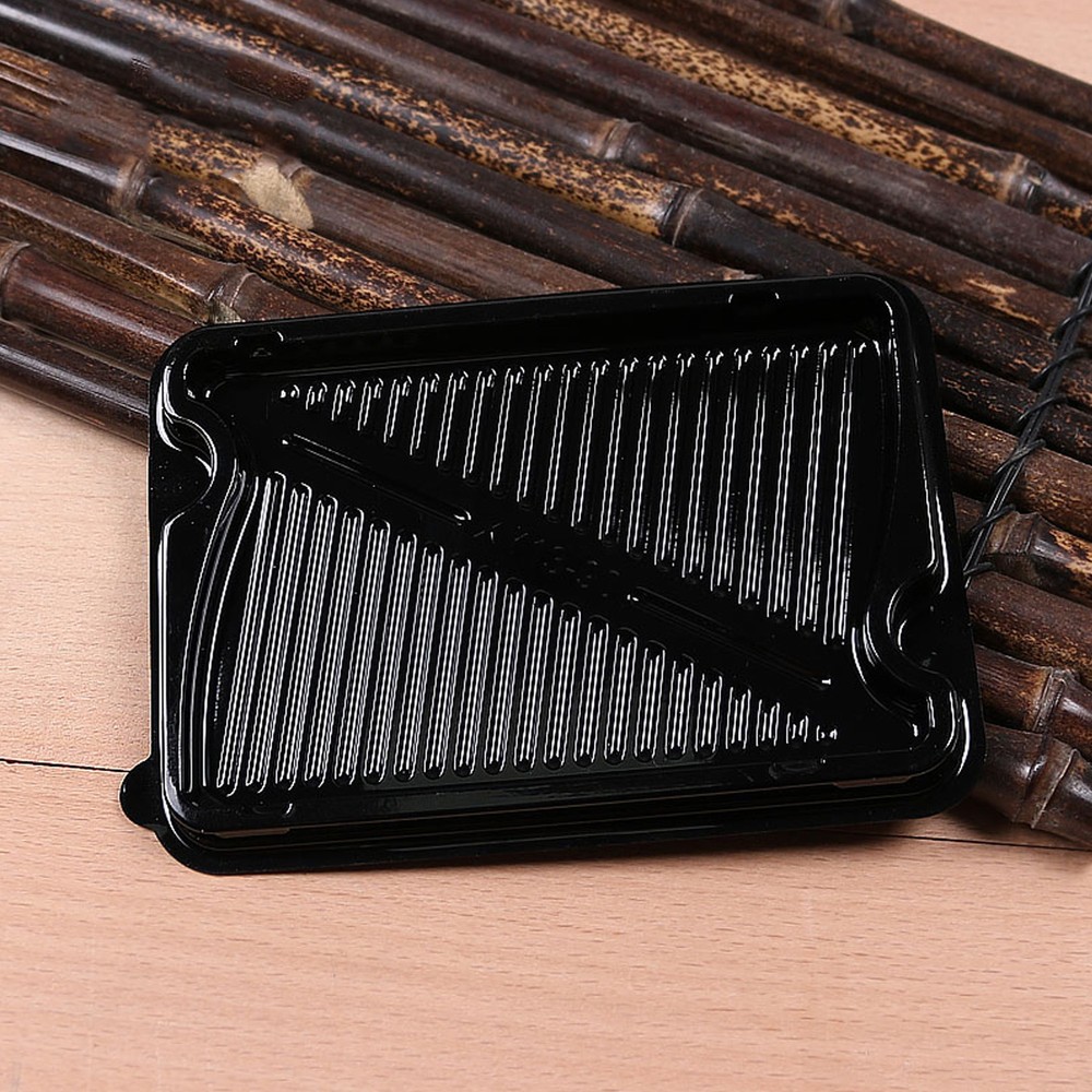 50/100pcs Rectangular Cake Display Plastic Containers w/ Black Base & Clear Lid