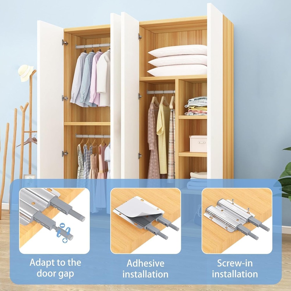 Secure Double Push Cabinet Latch - Magnetic Closure with Easy Installation Kit