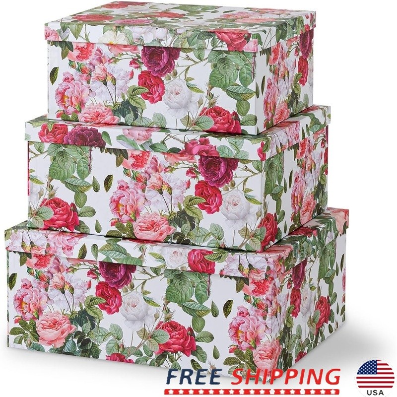 Decorative Cardboard Storage Boxes Set Functional Keepsake Organizing Home Décor