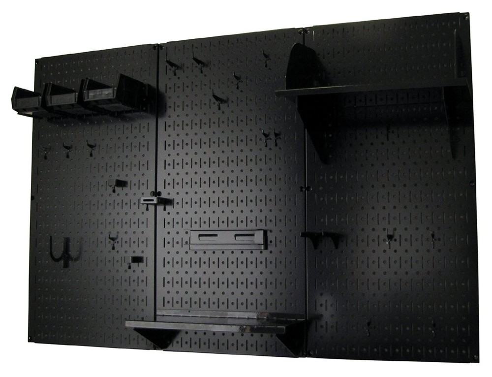 4 Ft Metal Pegboard Organizer Tool Storage Kit, Black Large