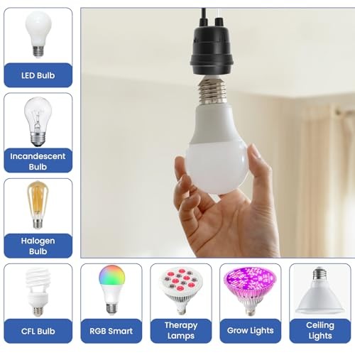 5Pcs Fully Sealed Waterproof Pigtail Lamp Socket | E26/E27 Black Base E27, 5Pcs