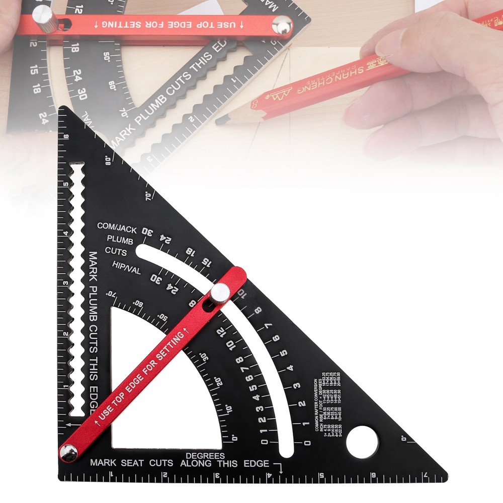 7 Inch Positioning Adjustable Angle Triangle Ruler with Adjustable Rod Metal