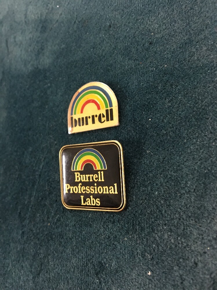BURRELL PROFESSIONAL LABS LAPEL HAT PIN X 2