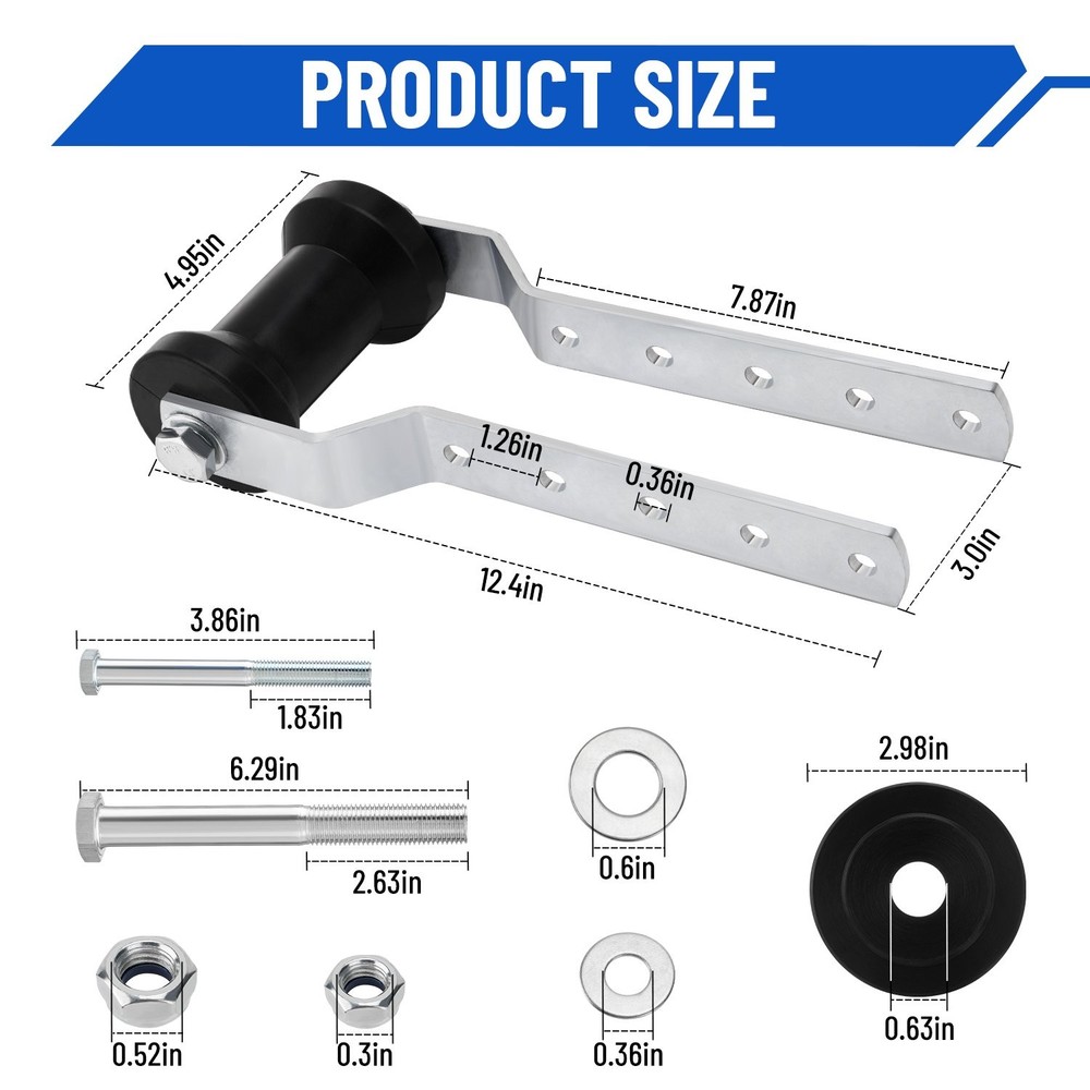 5" Adjustable Rubber Keel Roller with Panel Bracket Assembly for 3" Tongue New